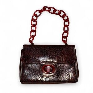 Vintage America Brown Mini Bag with Red Chain